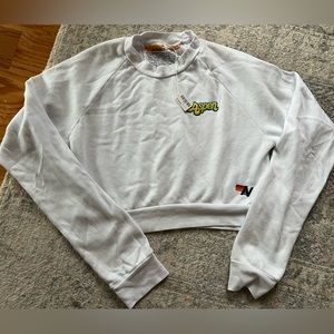 Aviator Nation ASPEN EMBROIDERY CROPPED CREW SWEATSHIRT